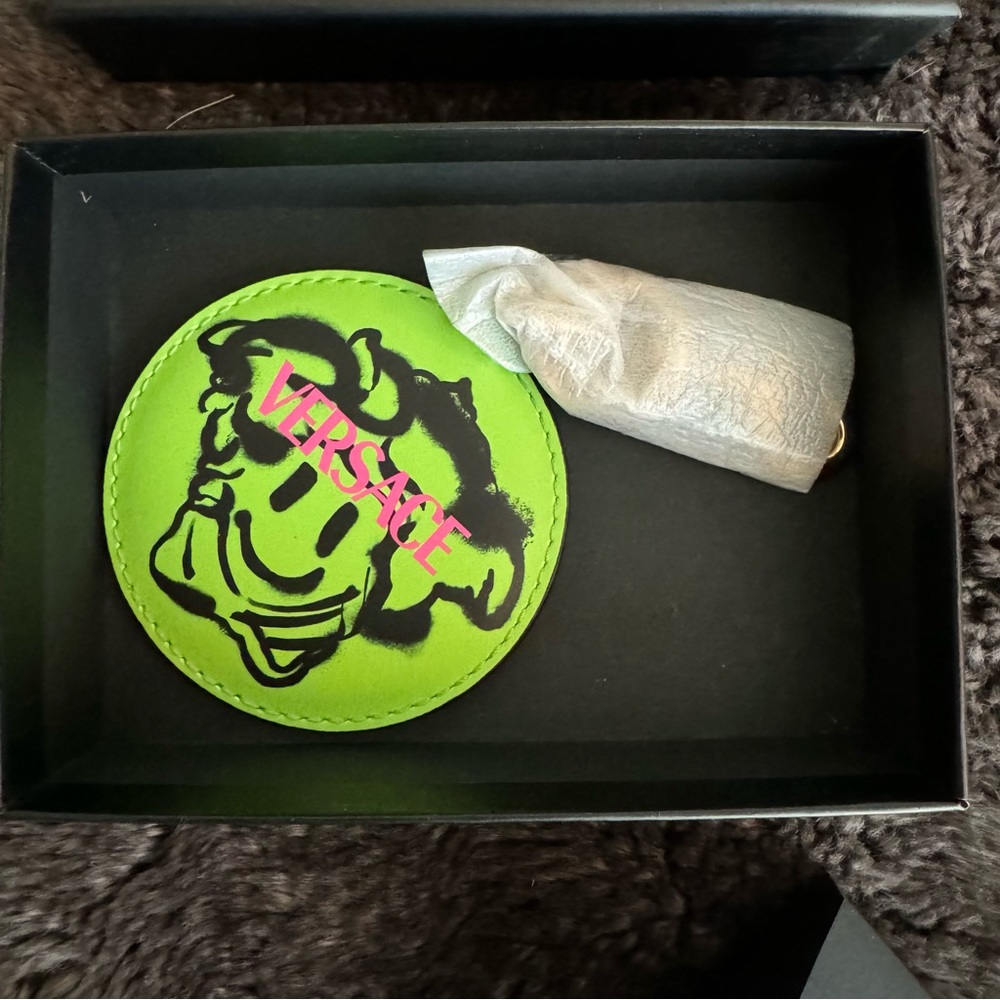 Versace Smiley Medusa Graffiti Leather Bag Charm/Keychain - Picture 4 of 5
